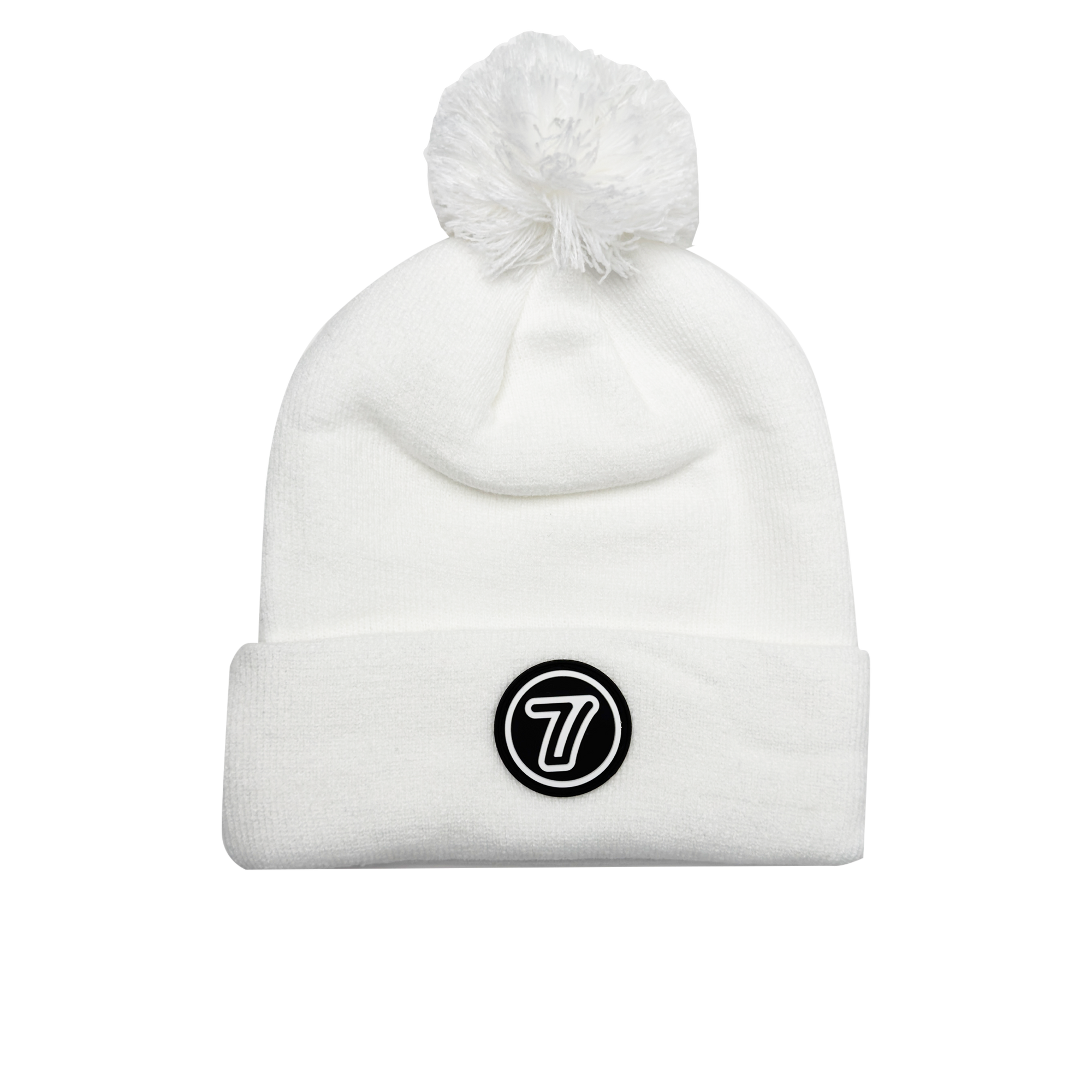 7 Iron White Pom Beanie