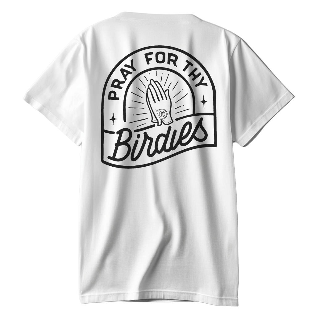 Pray for Thy Birdies Tee ('26 White) – 7 Iron Golf