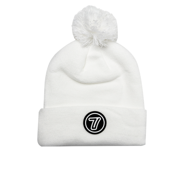 7 Iron White Pom Beanie – 7 Iron Golf